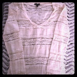 EXPRESS OffWhite Lace Log Sleeve Shirt XS